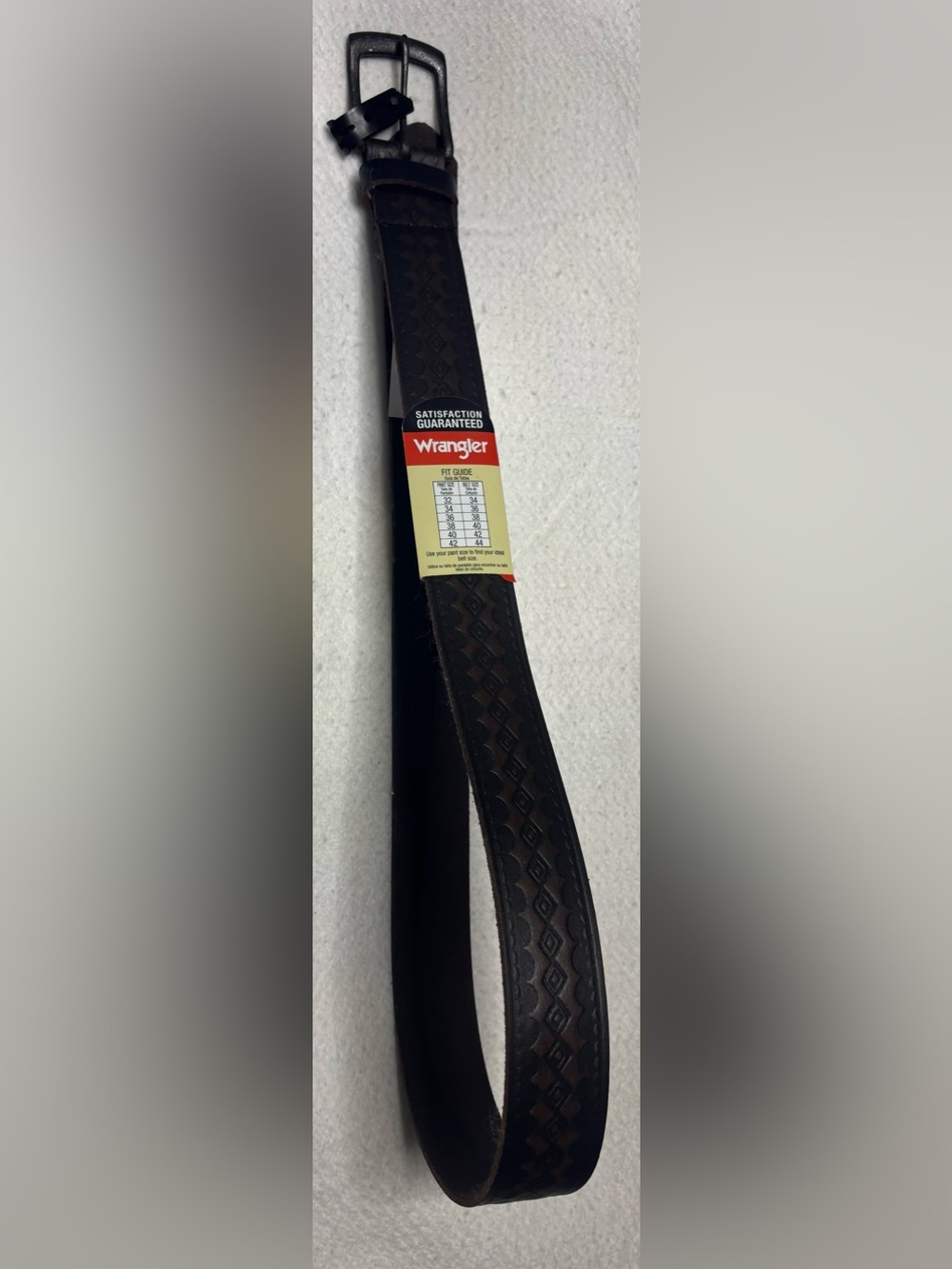 Wrangler Dark Brown Embossed Leather Belt size 34 -New!